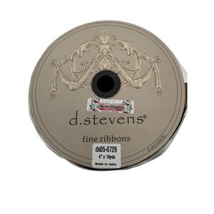 D. Stevens Fine Ribbon 4in x 10yds Wired Plaid Stripe Black Red Tan New Rare